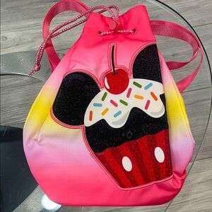 Kids Pink Ombre Cupcake Drawstring Backpack